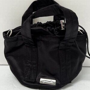 VICTORIA'S SECRET PINK black satin mini bucket crossbody strap bag purse‎